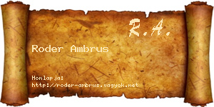 Roder Ambrus névjegykártya